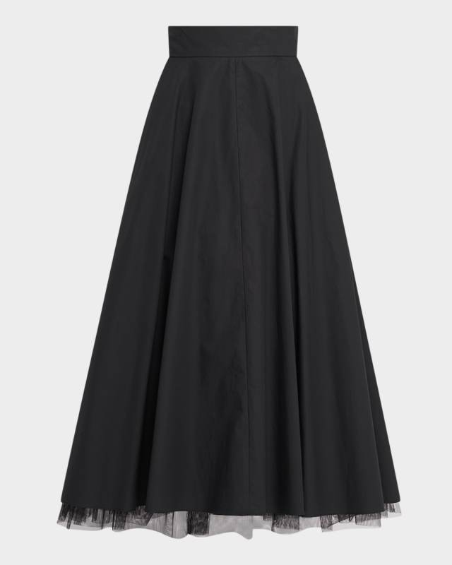 Light Touch Ruffle-Hem Cotton Midi Skirt